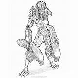 Alien Vs Predator Coloring Pages Monster  XColoringscom sketch template