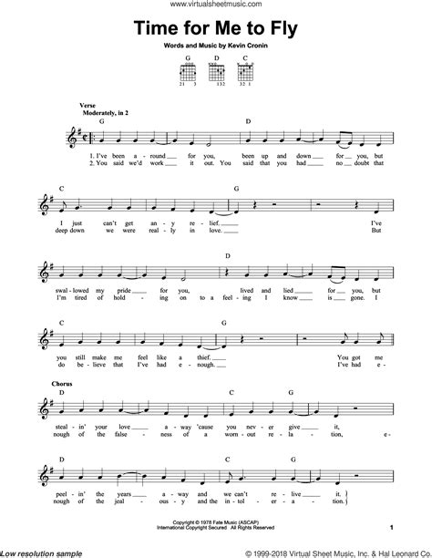 Time For Me To Fly sheet music for guitar solo (chords) v2