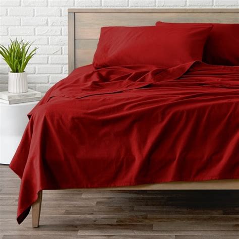 Red Cotton Flannel Full Sheet Set By Bare Home : Target