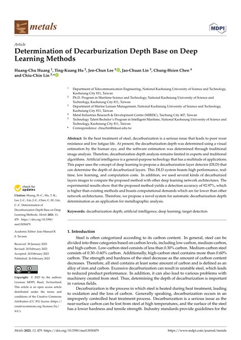 (PDF) Determination of Decarburization Depth Base on Deep Learning Methods