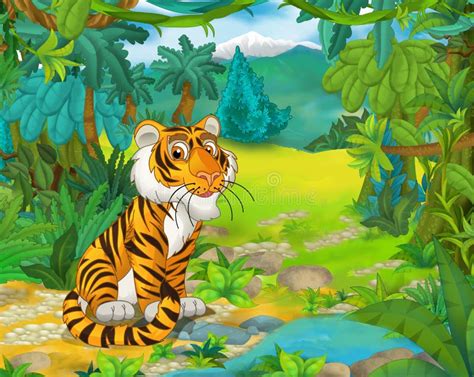 Cartoon Animal Scene - Caricature - Tiger Stock Illustration - Illustration of posing, anime ...