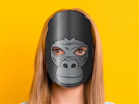 Gorilla Masks Printable Color Coloring, Paper DIY for Kids and Adults. PDF Template. Instant ...