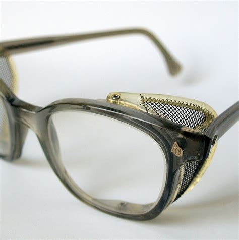 1950s COOL SAFETY EYEGLASSES Vintage American Optical Industrial Blue Collar Metal Mesh Side ...