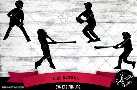 Kids Baseball Silhouette Vector kids Baseball SVG Clipart Graphic Cutting Files for Cricut ...