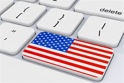 Key with USA Flag on a White PC Keyboard. 3d Rendering Stock ...