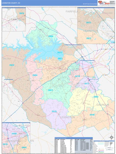 Lexington County, SC Wall Map Color Cast Style by MarketMAPS