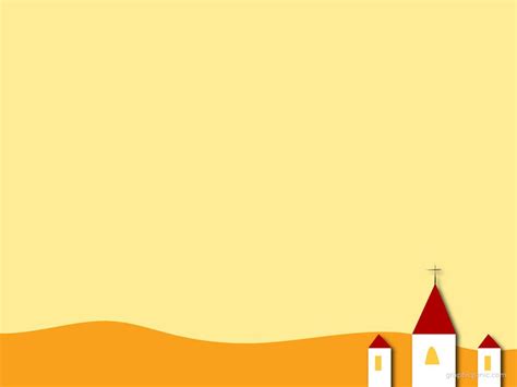 an orange and yellow background with two white buildings