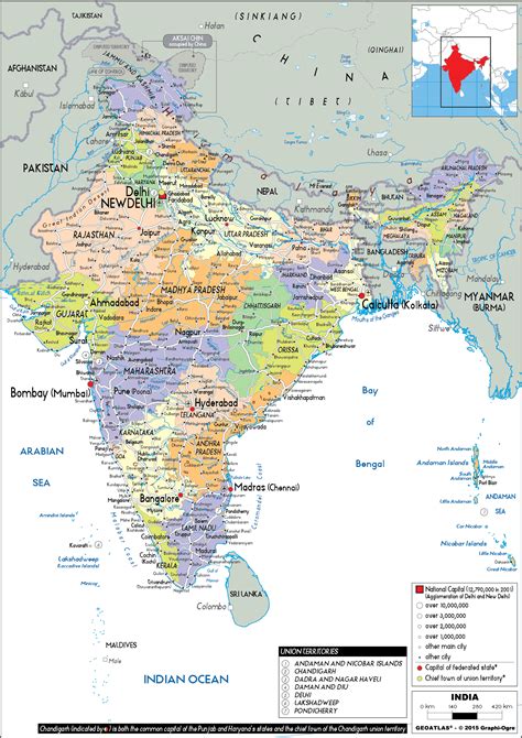 India Political Map Hd