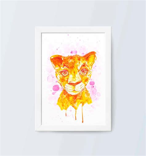 Lion Cub Original Acrylic Painting Nursery Art Animal Portrait - Etsy UK