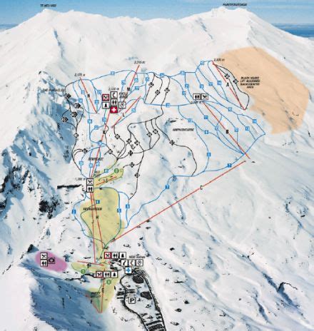 Whakapapa ski map, New Zealand, Oceania