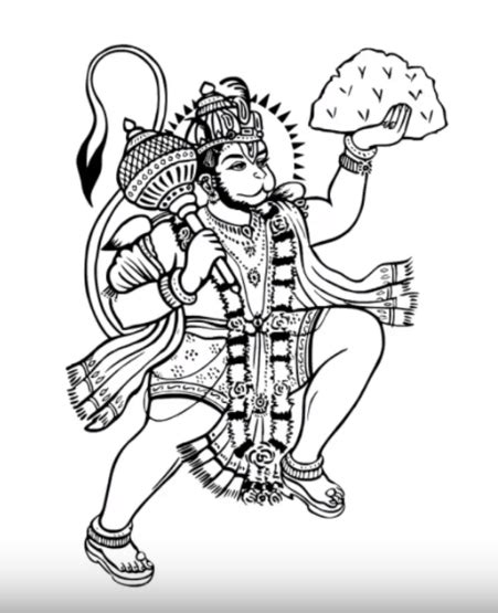 How to Draw "Lord Hanuman Flying with sanjeevi mountain" step by step | Hanuman tattoo, Hanuman ...