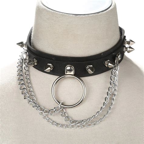 Leather Chain Spiked Choker Necklace (Various Designs) - Queerks™