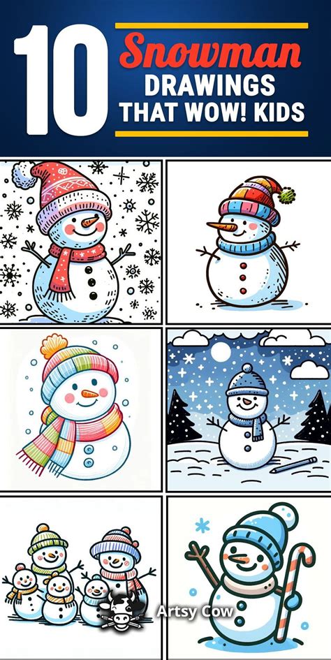 10 Snowman Drawings That Wow! Kids | Snowmen drawings for kids, Snowman ...