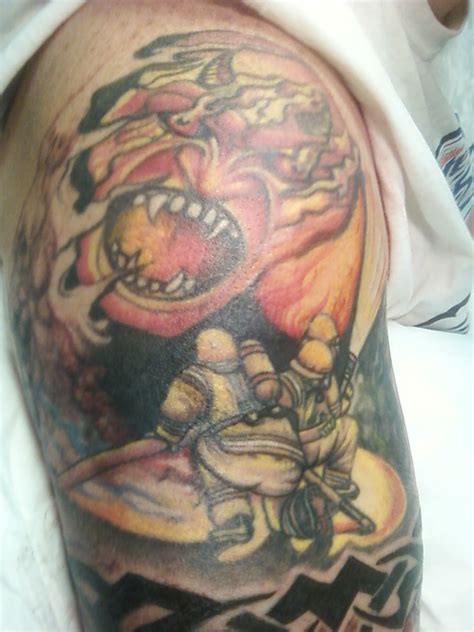 Fighting the Fire Demons Tattoo (arm) | Shared by LION | Fire fighter tattoos, Flame tattoos ...