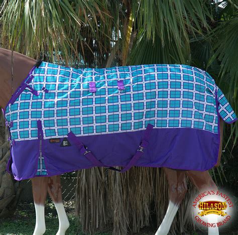 72" Hilason 1200D Waterproof Turnout Winter Horse Blanket Plaid Turquoise U-2-72 - Horse ...