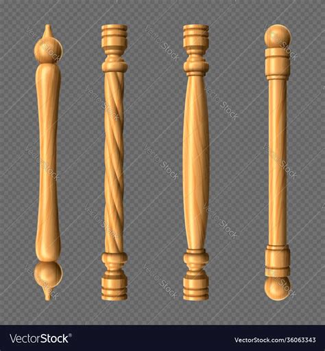 Wooden door handles column and twisted knobs set Vector Image