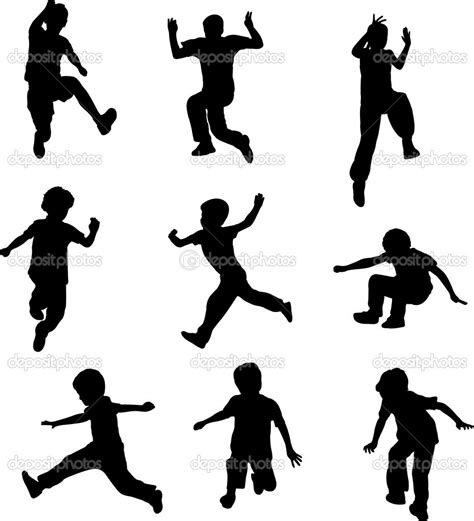 Image detail for -Silhouettes of children jumping | Stock Vector ...