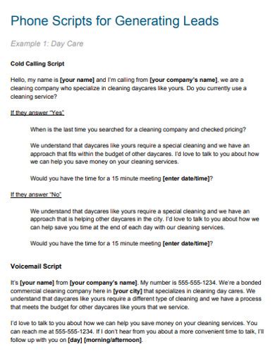 Cold Calling Script - 10+ Examples, Format, Doc, Pdf