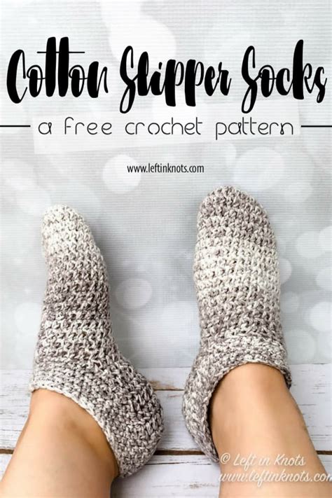 Crochet Cotton Slipper Socks - Free Pattern - Left in Knots