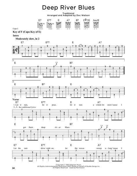 Deep River Blues by Doc Watson - Guitar Lead Sheet - Guitar Instructor