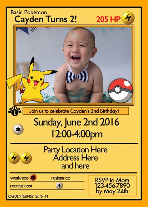 Pokemon Card Invitation | Pokemon birthday, Pokemon birthday card ...