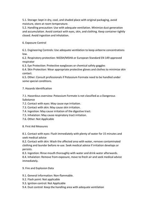 Potassium formate msds | PDF