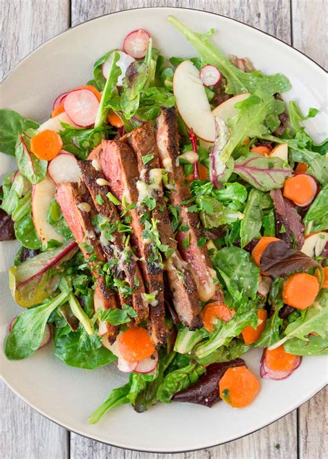 Steak Salad with Miso Vinaigrette Recipe | SimplyRecipes.com