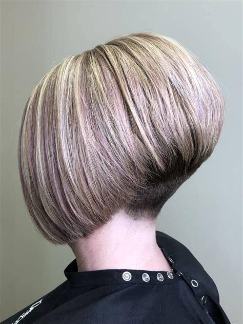 Angled bob, clippered nape. | Short stacked bob hairstyles, Short hair haircuts, Bob hairstyles