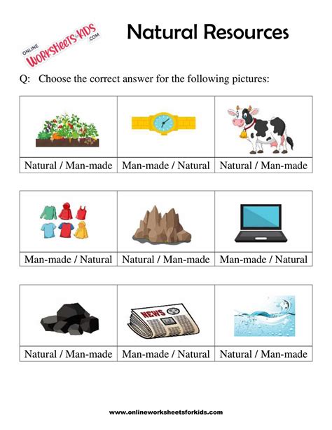 Free Natural Resources Worksheets 1st Grade