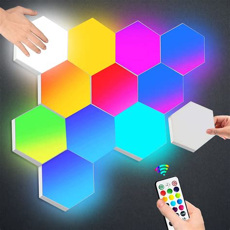 Buy Hexagon Lights Remote Controlled, Smart RGB LED Wall Lights Modular Light Panels Touch ...