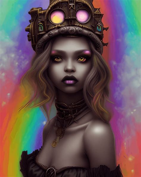 Hyper Realistic LifeLike Dark Fantasy Steampunk Gothic Adorable Kawaii Black Dark Skinned Queen ...