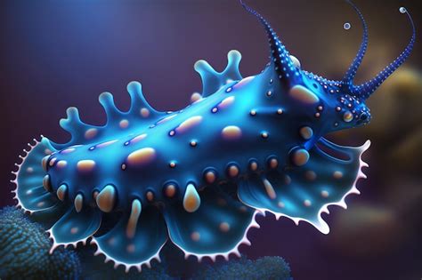 Premium AI Image | A blue sea slug with a large body and a large body ...