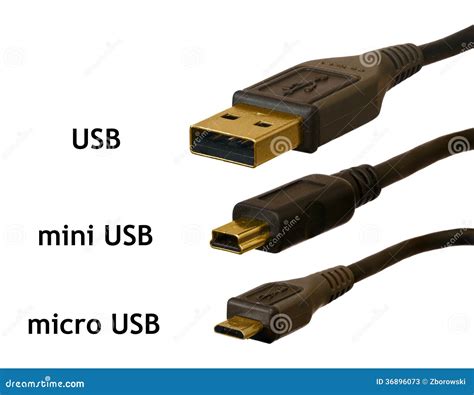 Mikro-, Mini- Und Standard-USB-Stecker Verglichen Stockfotos - Bild: 36896073