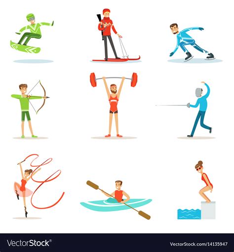 Adult people practicing different olympic sports Vector Image