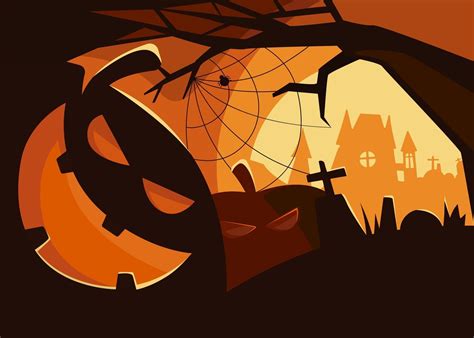 Spooky banner with pumpkin heads. Halloween placard design. 3250327 Vector Art at Vecteezy