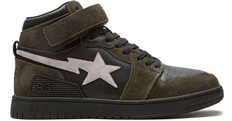 A Bathing Ape Leather Bape Block Sta High-top Sneakers in Green for Men ...