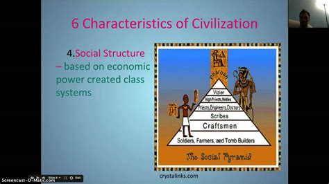 what are the 6 characteristics of a civilization