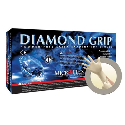 Microflex Diamond Grip MF-300 Latex Gloves - Disposable, Exam Grade ...