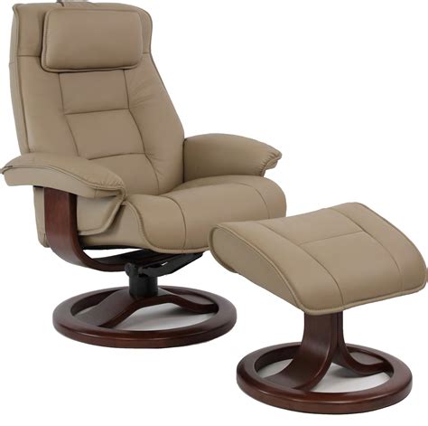 Fjords Mustang Ergonomic Leather Recliner Chair + Ottoman Scandinavian ...