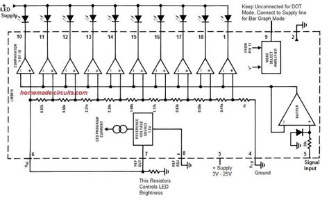 LM3915 IC Datasheet, Pinout, Application Circuits – Homemade Circuit ...