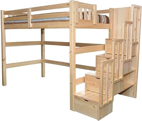 Amazon.com: SCANICA Staircase Twin Loft Bed with Storage Natural ...