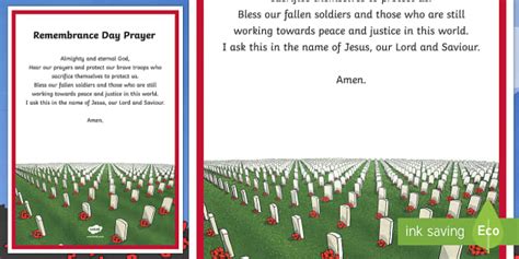 Remembrance Day Prayer A4 Display Poster (teacher made)