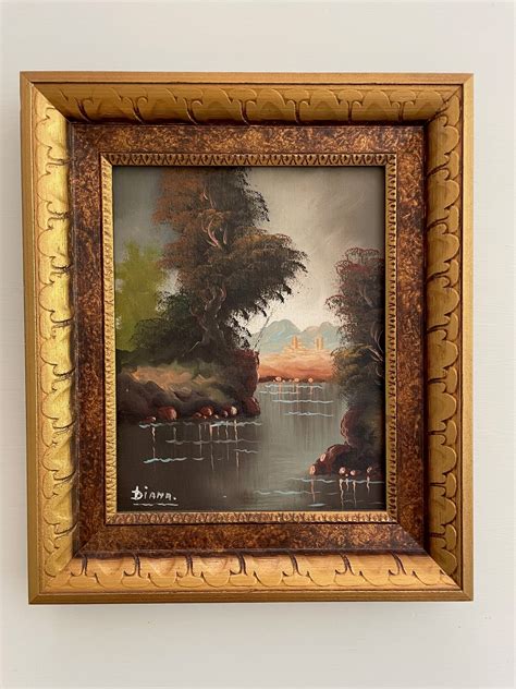 Landscape Painting of River Scene With Water and Trees Original ...