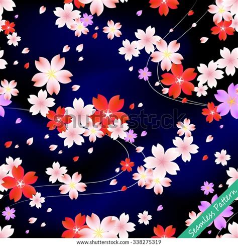 Japanese Cherry Blossom Kimono Seamless Pattern Stock Vector (Royalty Free) 338275319