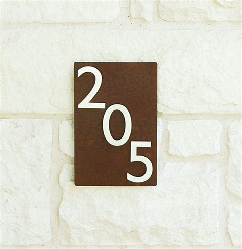 Rustic Metal Address Plaque with 3 Brushed Aluminum by UrbanMettle