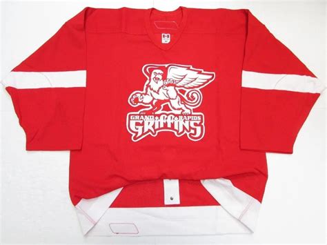 Grand Rapids Griffins Red Team Issued Custom Double Stitched Jerseys-in ...