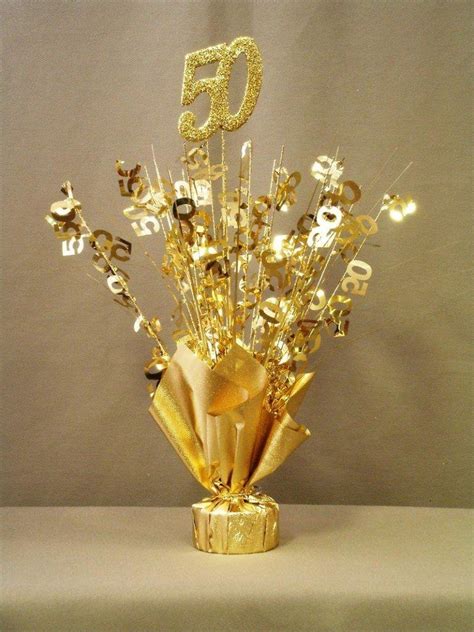 Gold 50 Table Centerpiece 1 | 50th wedding anniversary decorations, 50th wedding anniversary ...