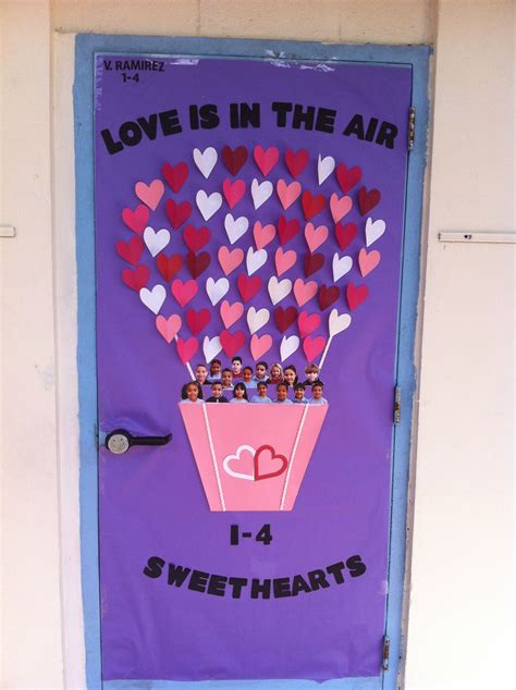 Door decoration for my daughter's first grade classroom, in Valentine'… | Valentines classroom ...