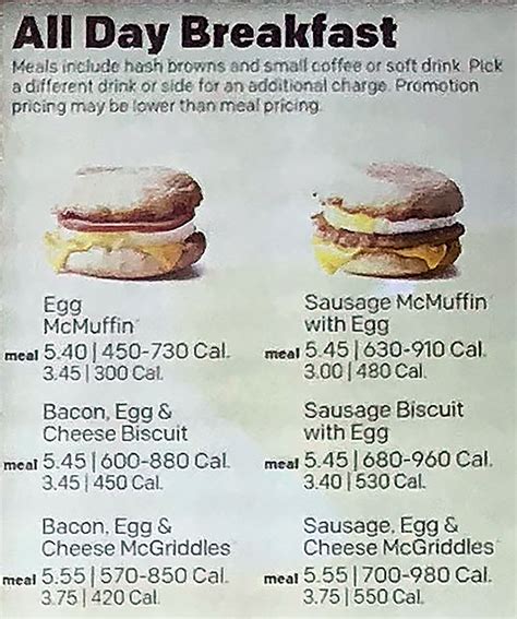 McDonald's Breakfast Menu