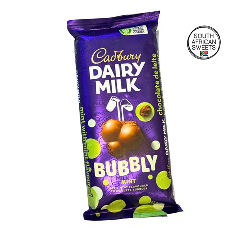 CADBURY Bubbly MINT Slab 87g – South African Sweets